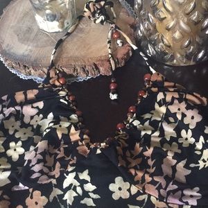 Santiki Tops - Beautiful halter with wooden bead bustline Santiki Tops - Beautiful halter with wooden bead bustline